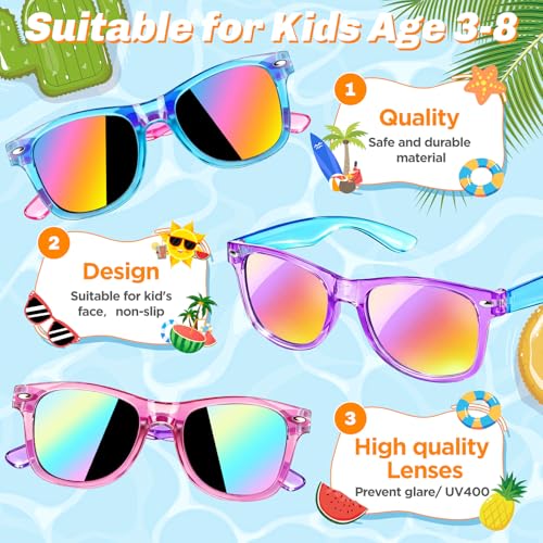 Metemot Kids Sunglasses Bulk 12 Pack - Neon UV400 Party Favors for Ages 3-8