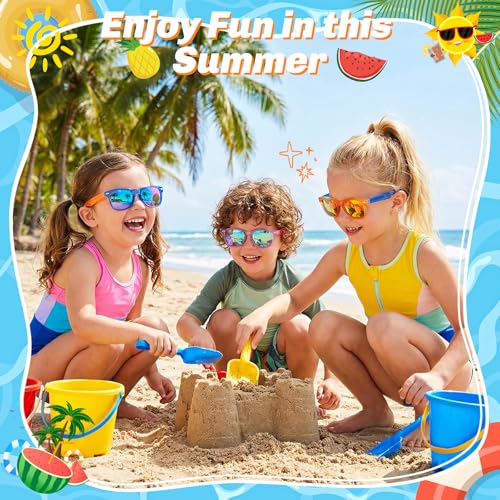 Metemot Kids Sunglasses Bulk 12 Pack - Neon UV400 Party Favors for Ages 3-8
