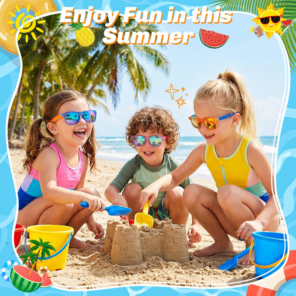 Metemot Kids Sunglasses Bulk 12 Pack - Neon UV400 Party Favors for Ages 3-8