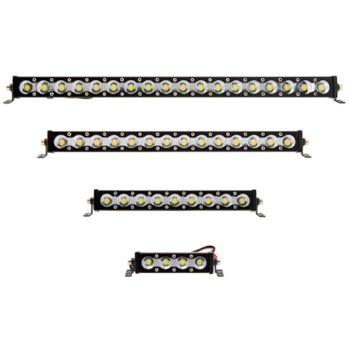 MEUS RACING 95mm LED Roof Light Bar for 1/10 1/8 RC Crawlers - 9 Bead Aluminum Light Bar with Chrome Shade