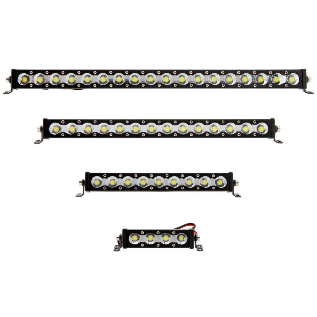 MEUS RACING 95mm LED Roof Light Bar for 1/10 1/8 RC Crawlers - 9 Bead Aluminum Light Bar with Chrome Shade