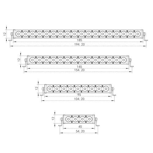 MEUS RACING 95mm LED Roof Light Bar for 1/10 1/8 RC Crawlers - 9 Bead Aluminum Light Bar with Chrome Shade