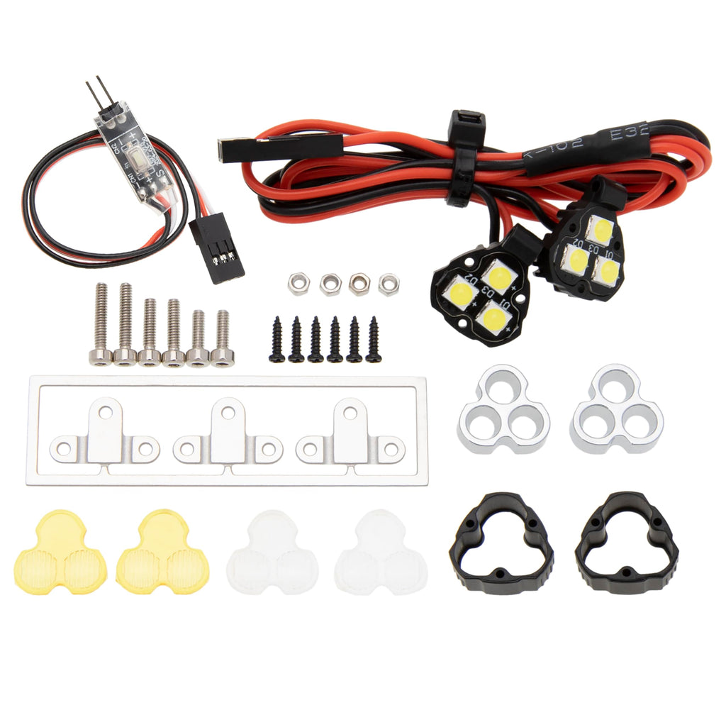 MEUS RACING LED Light Kit for 1/18 1/24 RC Crawlers – 2 Spotlights with Remote Control