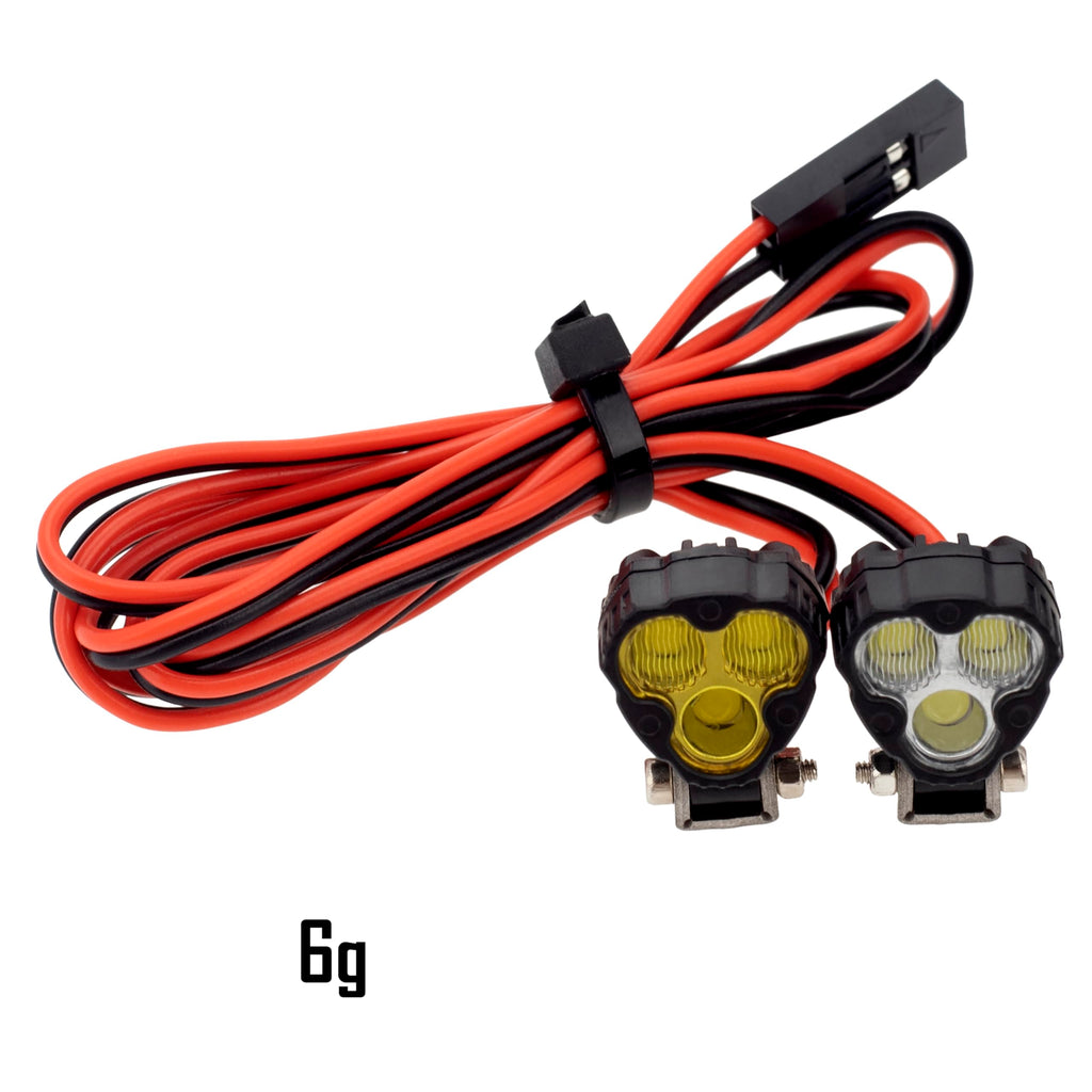 MEUS RACING LED Light Kit for 1/18 1/24 RC Crawlers – 2 Spotlights with Remote Control