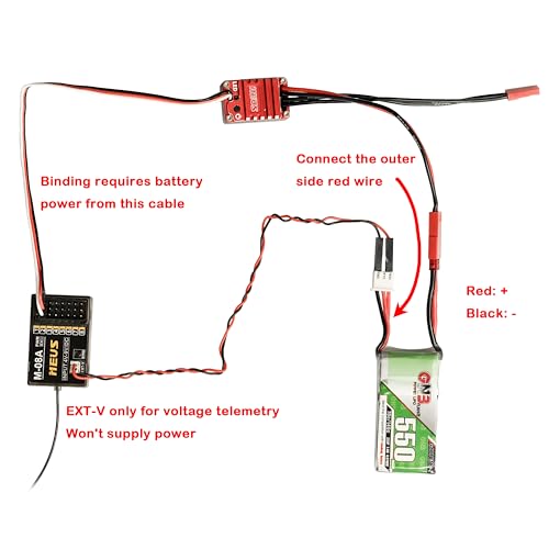 MEUS Racing M-08A 2.4GHz 8CH RC Receiver – Long Range with Voltage Telemetry for RC Cars/Trucks