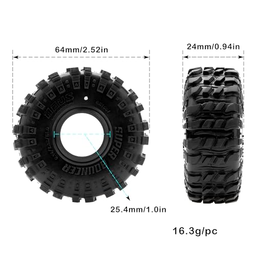MEUS RACING MS6 Super Bouncer 1.0 Crawler Tires - Fits TRX4M, SCX24, FCX24, AX24 (0.94x2.52in)