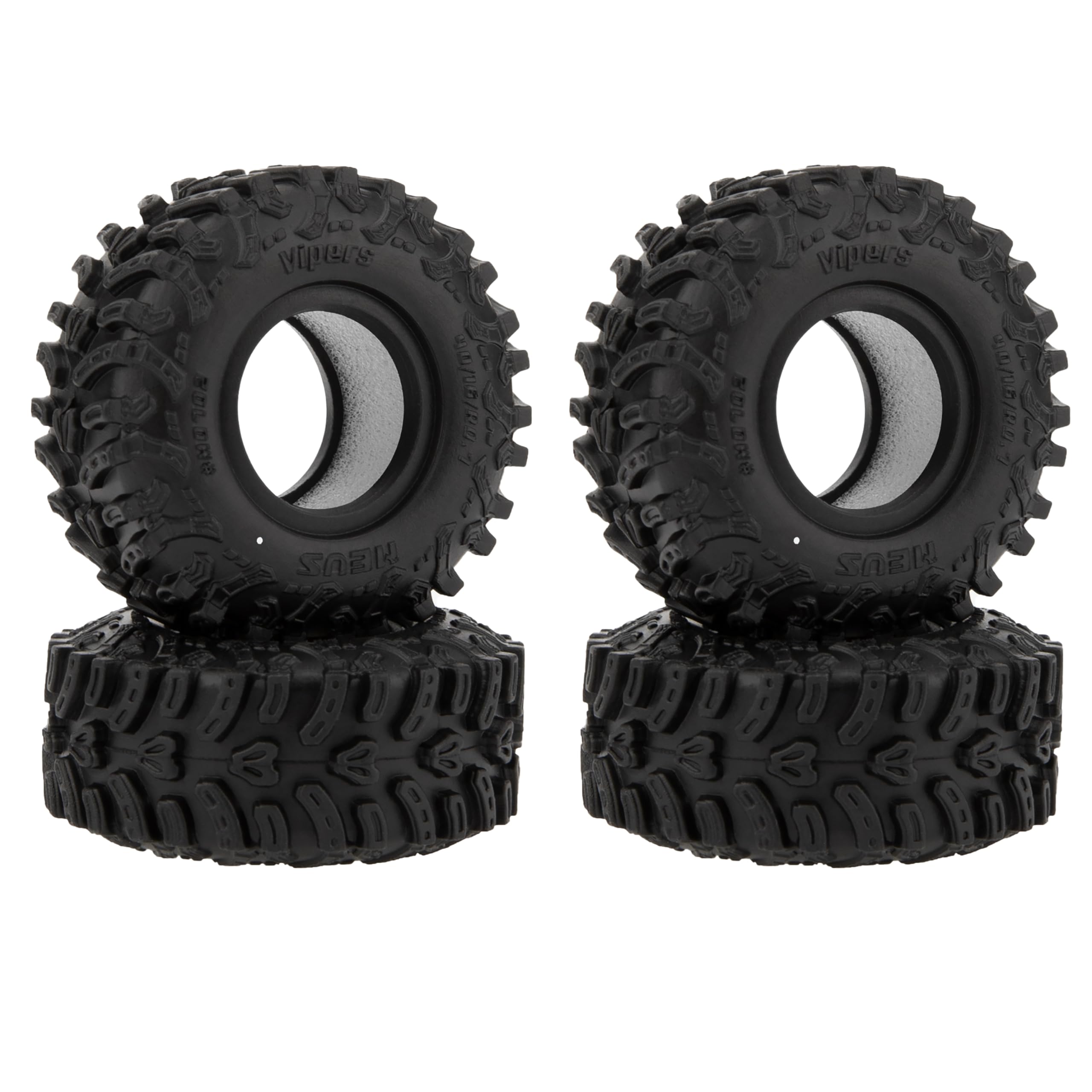 MEUS RACING MS6 Vipers 0.7 Crawler Tires for Axial SCX30 & Redcat Ascent-32 – Super Soft White-Dot Compound Mud Terrain