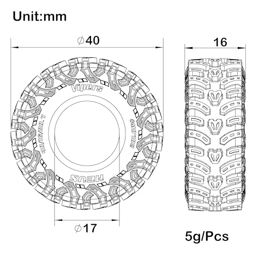 MEUS RACING MS6 Vipers 0.7 Crawler Tires for Axial SCX30 & Redcat Ascent-32 – Super Soft White-Dot Compound Mud Terrain