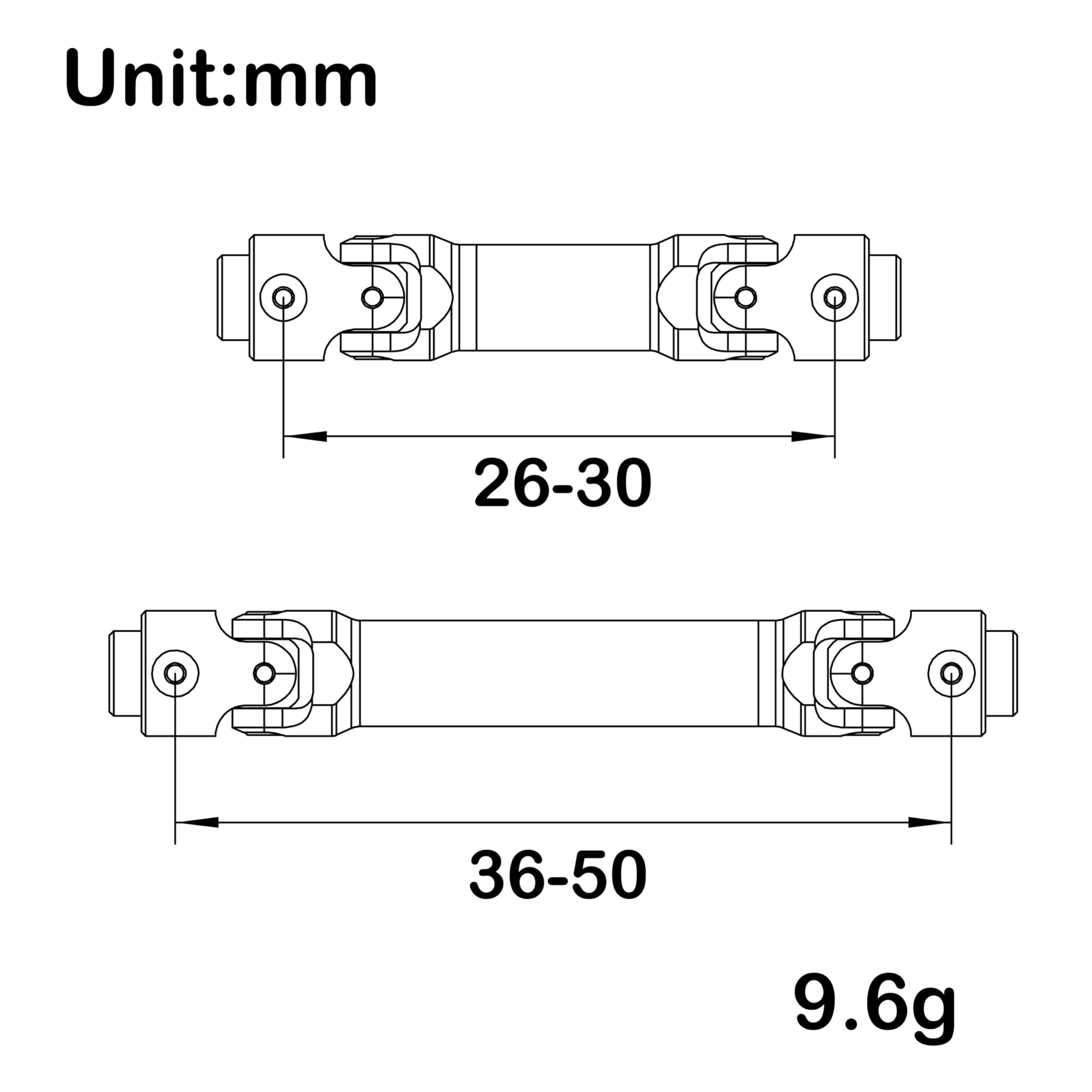 MEUS RACING SCX30 Adjustable Driveshaft Set for 1/30 Axial SCX30 RC Crawler (Silver)