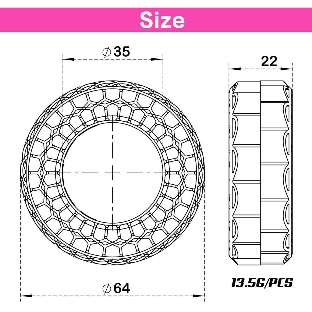MEUS RACING Super Soft Silicone Rubber Inserts for 1.3" RC Crawler Tires (Rose Red) - 68-72mm OD
