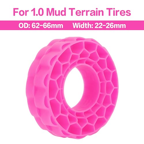 MEUS RACING Super Soft Silicone Rubber Tire Inserts for 1.0" RC Crawler Tires (Rose Red, 62-66mm)