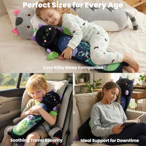 Mewaii Long Cat Plush - 5 Sizes, Extra Filling, Super Soft Kawaii Black Cat Stuffed Animal Pillow (20"/50cm)
