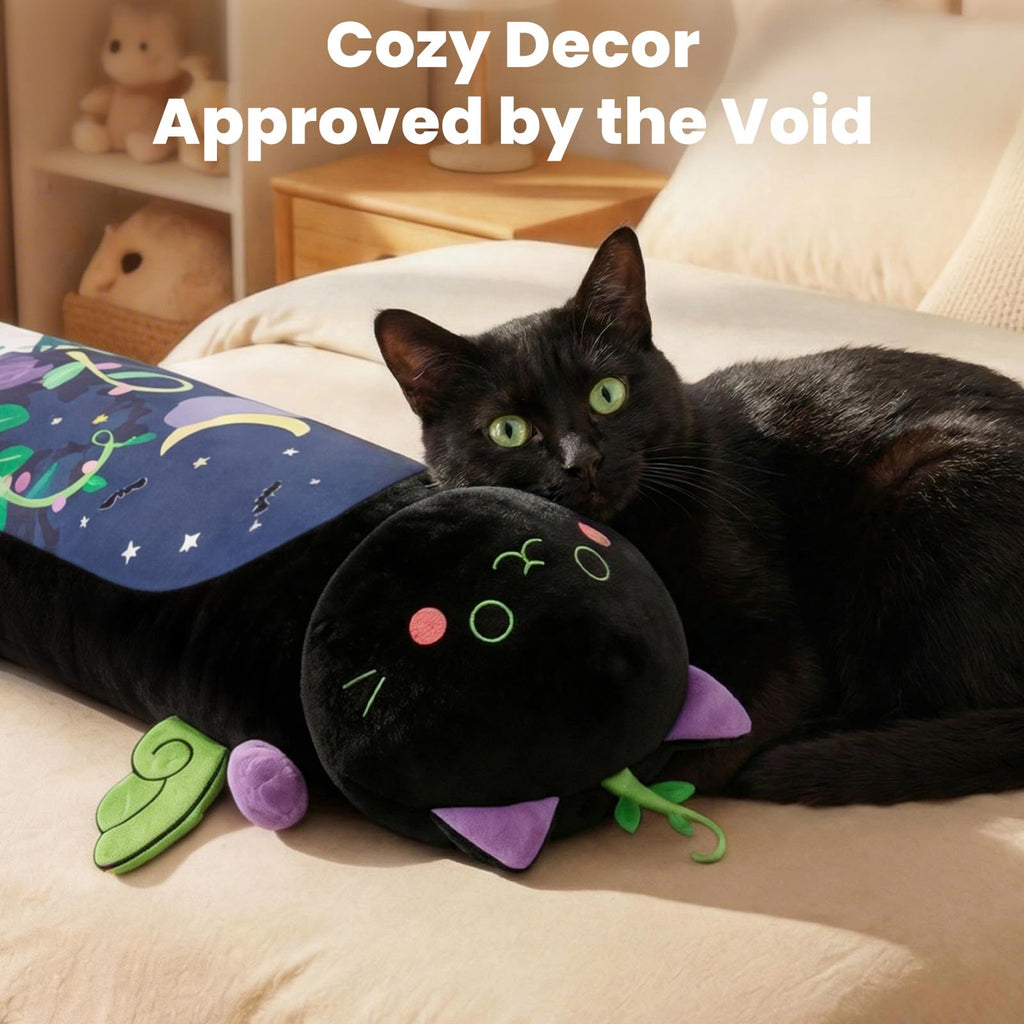 Mewaii Long Cat Plush - 5 Sizes, Extra Filling, Super Soft Kawaii Black Cat Stuffed Animal Pillow (20"/50cm)