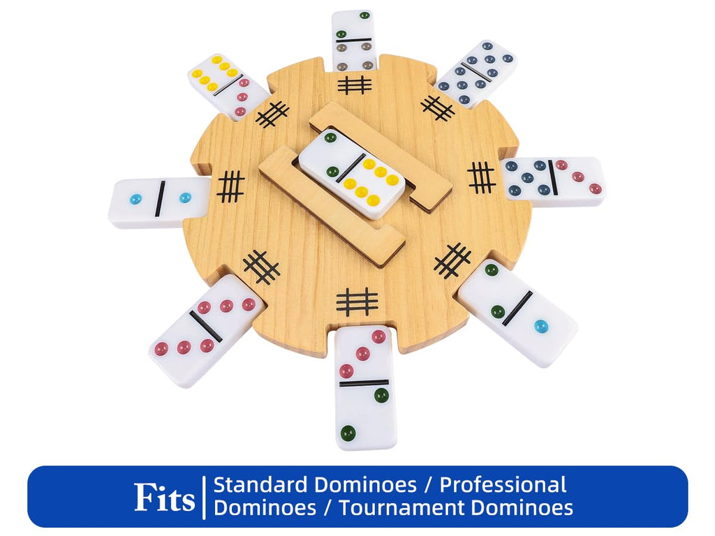 Mexican Train Dominoes Accessories Set – Wooden Hub, Metal Markers & Score Pads for 2-8 Players