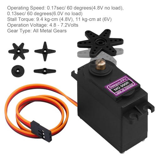 MG996R Metal Gear Servo 2-Pack by Beffkkip – 12kg/cm Torque for RC Cars, Robots, and DIY