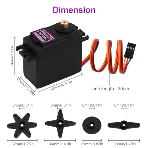 MG996R Metal Gear Servo 2-Pack by Beffkkip – 12kg/cm Torque for RC Cars, Robots, and DIY