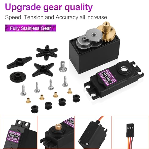 MG996R Metal Gear Servo 2-Pack by Beffkkip – 12kg/cm Torque for RC Cars, Robots, and DIY