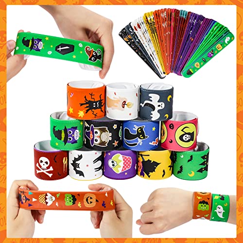 MGparty 72-Pack Halloween Slap Bracelets: 24 Spooky Designs, Safe PVC, Fun for Kids