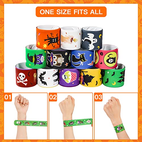 MGparty 72-Pack Halloween Slap Bracelets: 24 Spooky Designs, Safe PVC, Fun for Kids