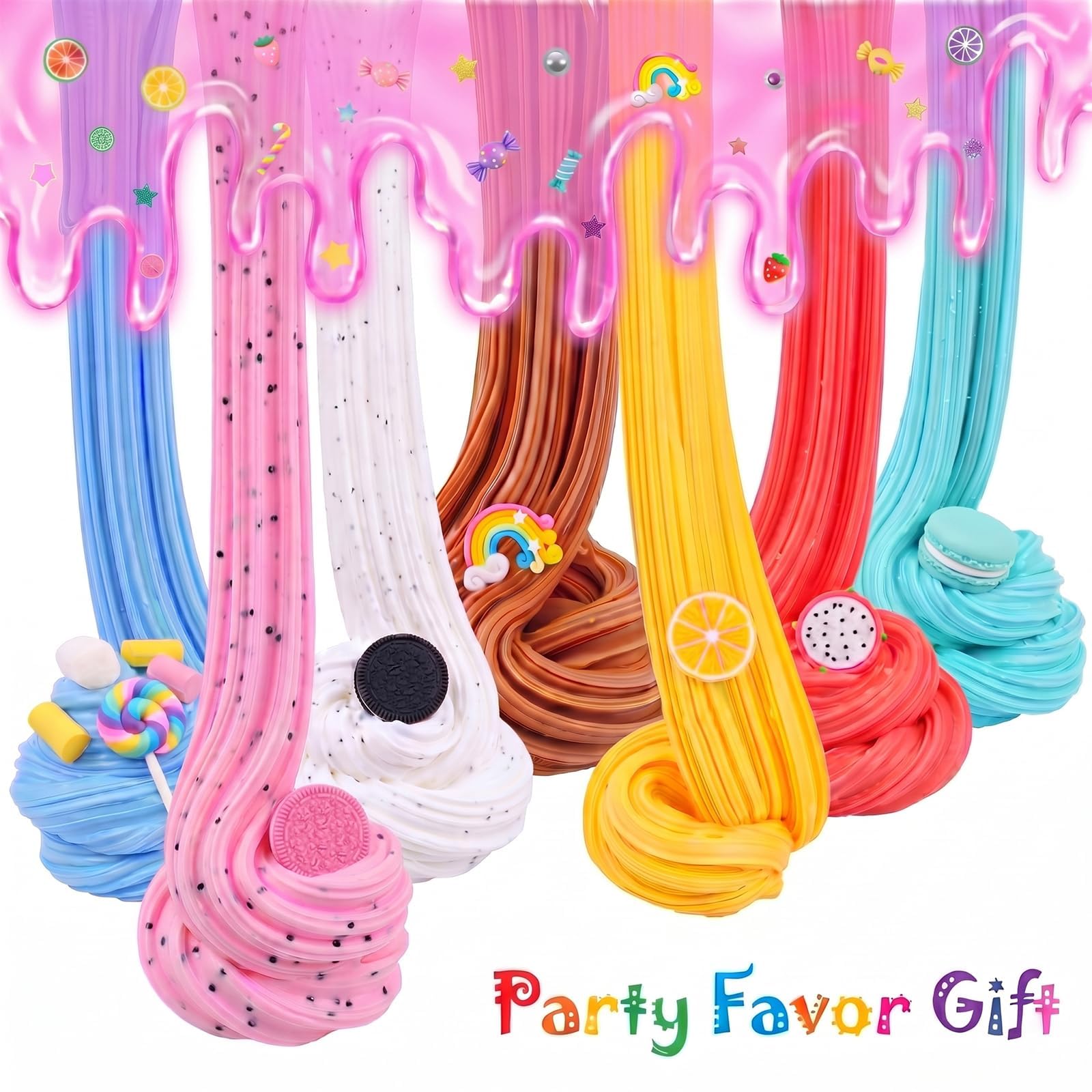 MIAEZOUYOX 7-Pack Butter Slime Kit – Soft, Non-Sticky Stretchy Sludge Toy for Kids, Party Favors, Stress Relief (7 Colors, 60ml Each)