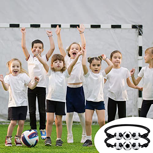 MIAHART 24-Pack Adjustable Soccer Ball Charm Bracelets - Sports Theme Party Favors for Kids and Adults