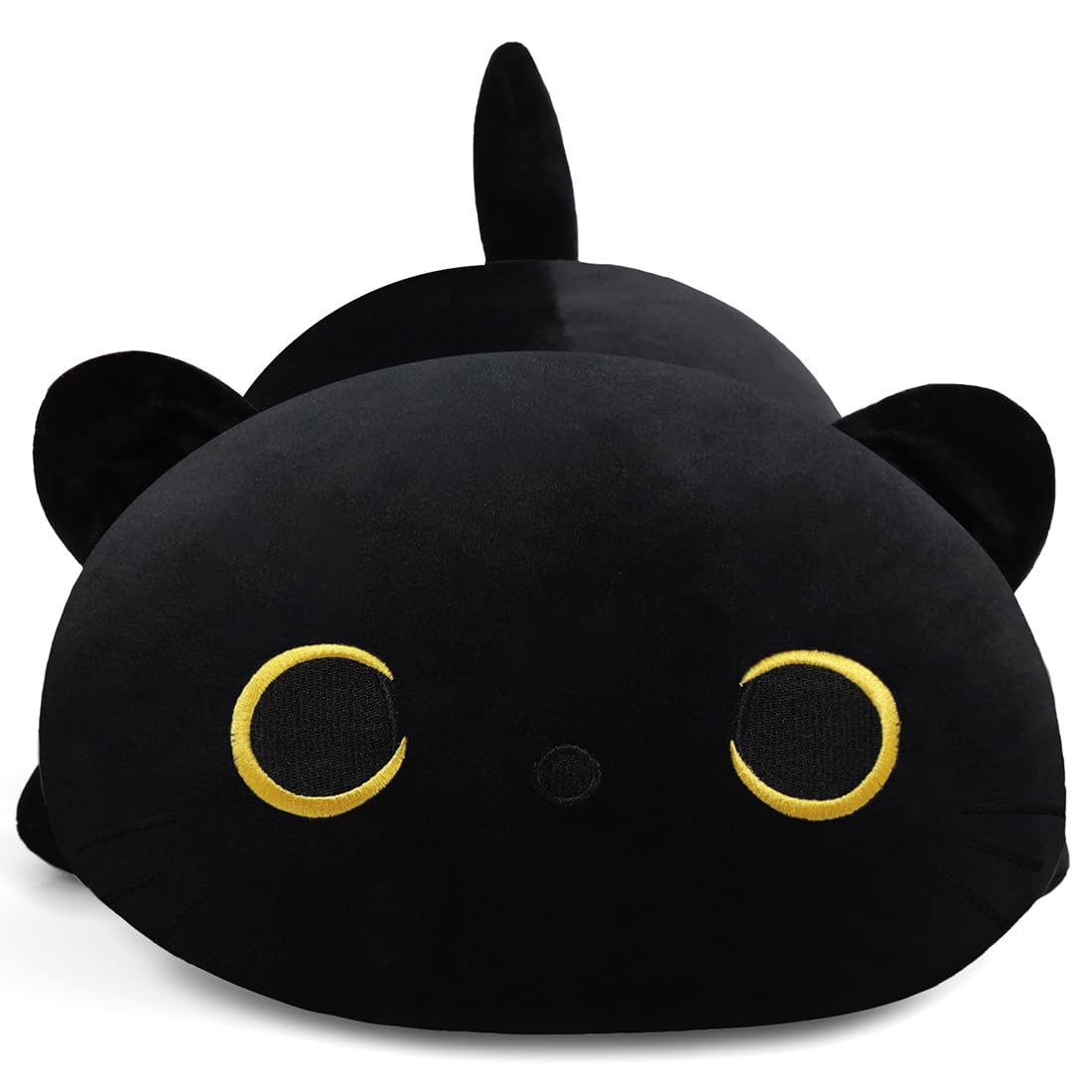 MIAOHAHA 11.8in Plush Cat Pillow - Soft Stuffed Animal Pillow for Kids and Adults, Black Cat