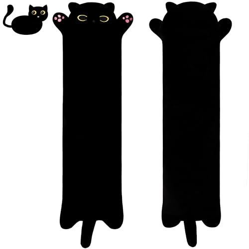 MIAOHAHA Long Black Cat Plush Pillow – 50cm/19.6in Soft Stuffed Animal Toy for Kids