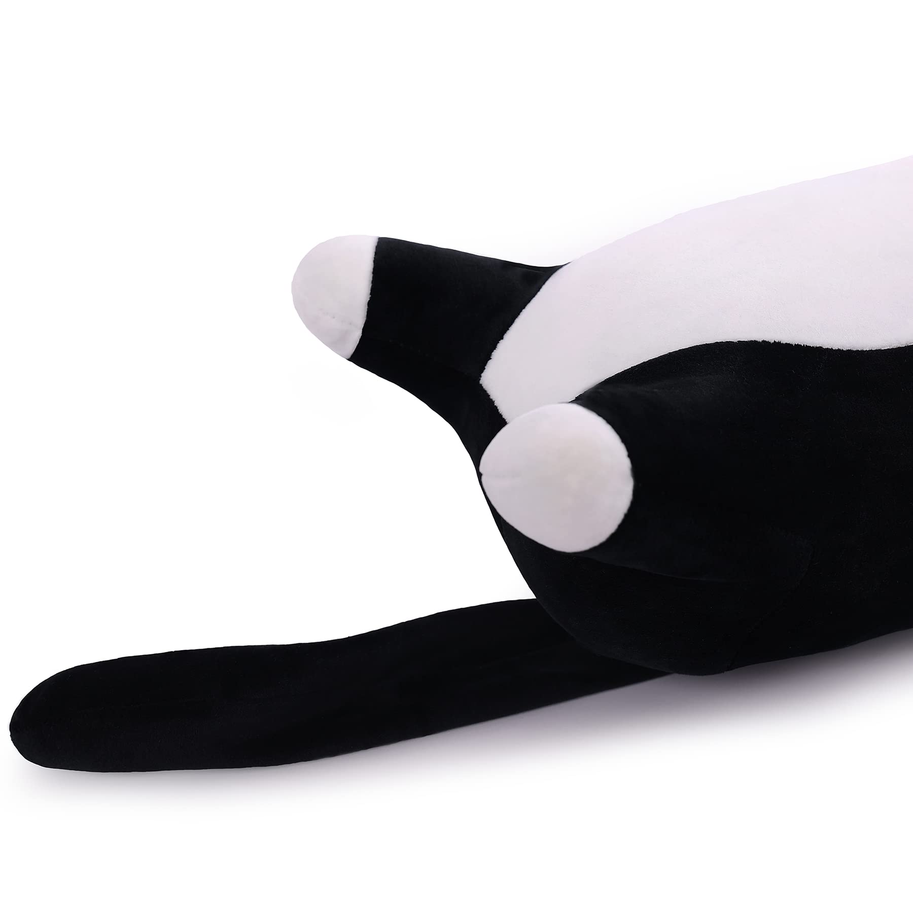 MIAOHAHA Long Plush Cat Pillow – 50cm Black & White Super Soft Stuffed Animal Hugging Pillow