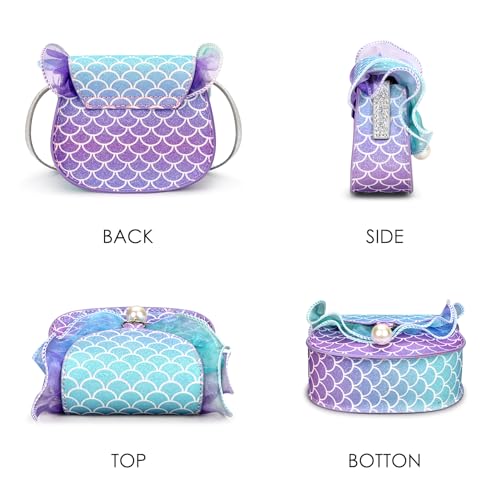 mibasies Mermaid Toddler Purse Set with Jewelry for Girls Ages 3-8