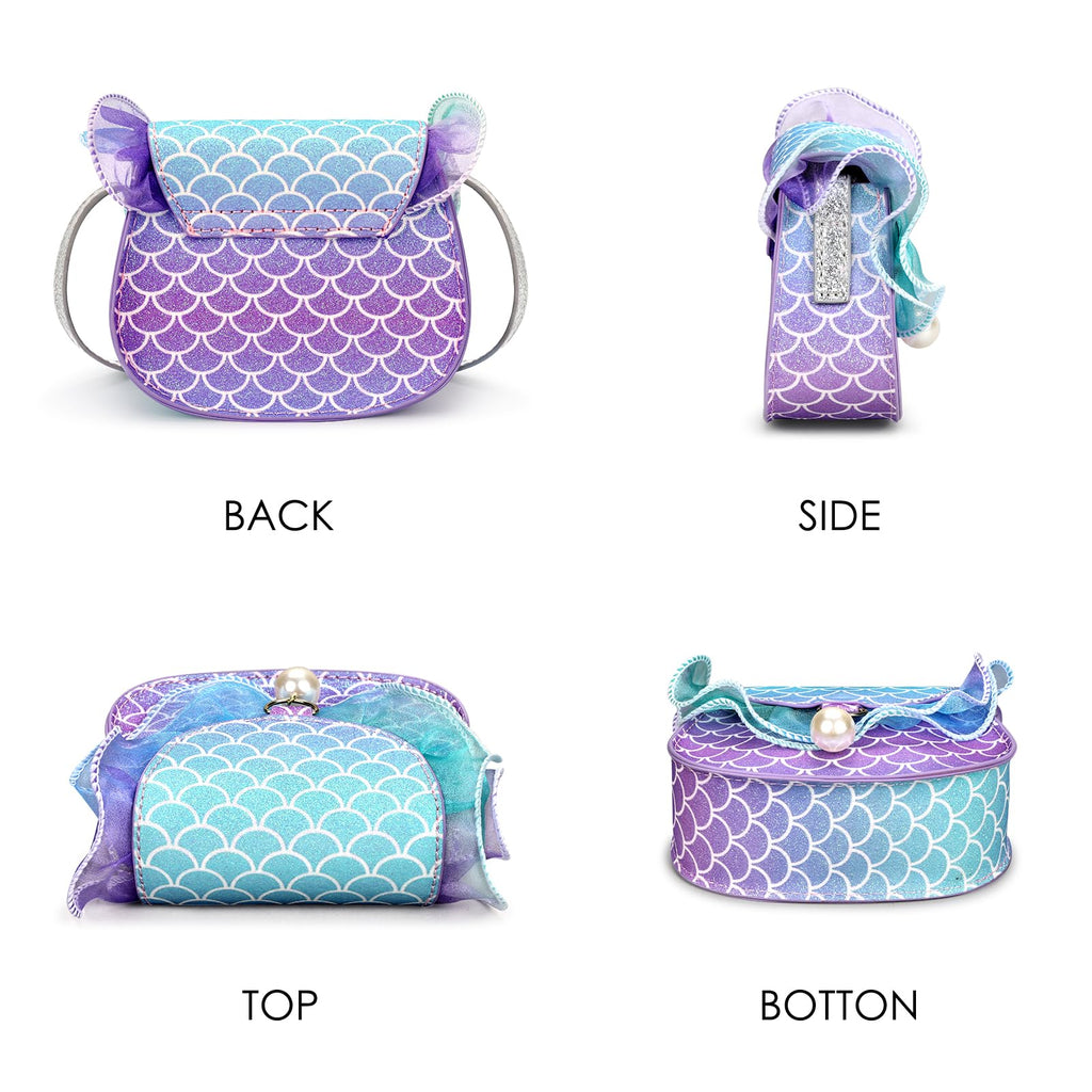 mibasies Mermaid Toddler Purse Set with Jewelry for Girls Ages 3-8