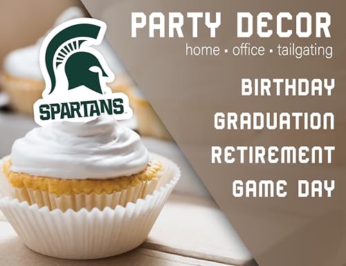 Michigan State Spartans Cupcake Toppers – 24 Pack, PartyKandy, Recyclable Paper, 3-4 Inch, for Birthday, Graduation, Tailgate