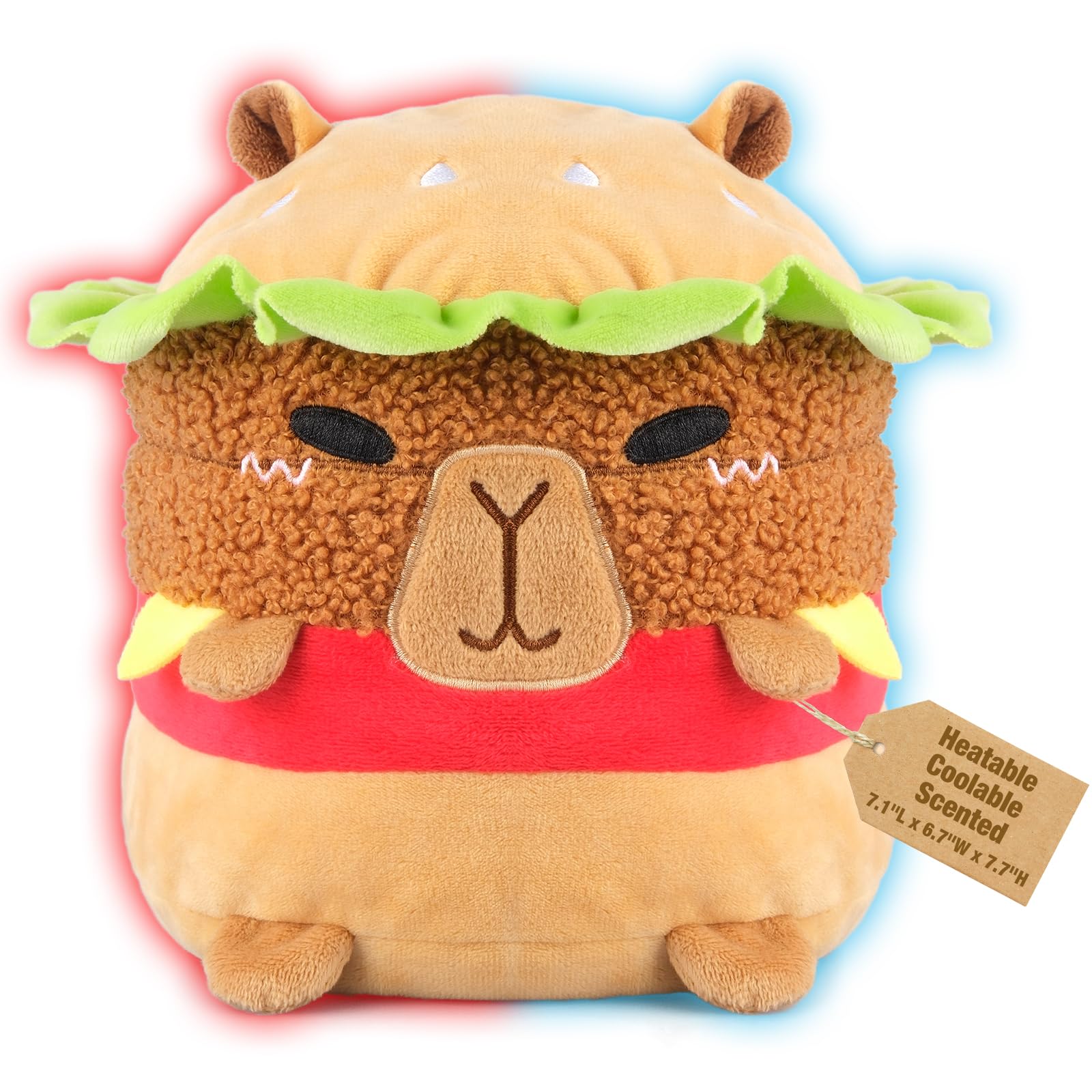 Microwavable Hamburger Capybara Stuffed Animal – Heat & Cool Therapy Plush with Lavender Scent