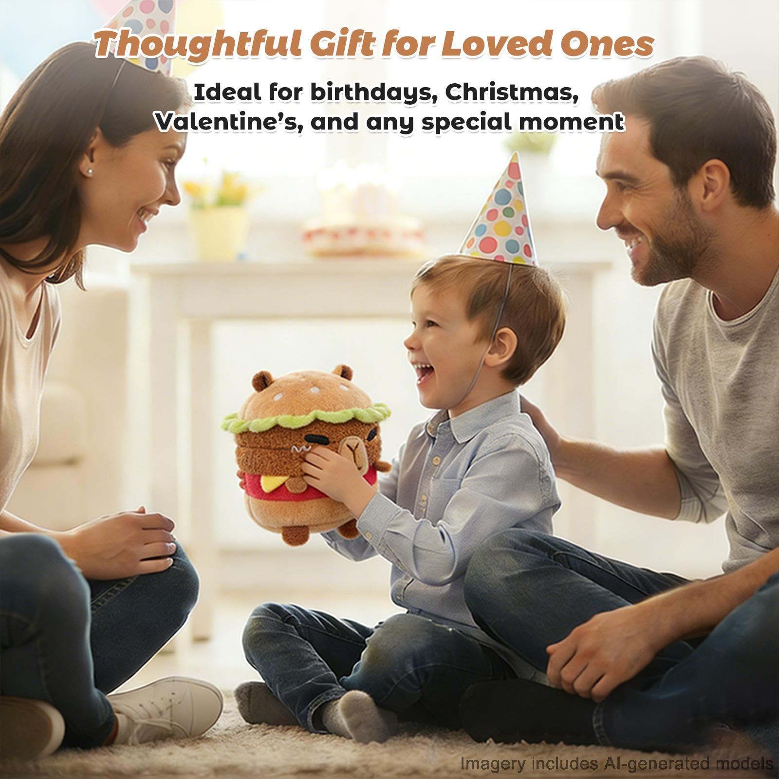 Microwavable Hamburger Capybara Stuffed Animal – Heat & Cool Therapy Plush with Lavender Scent