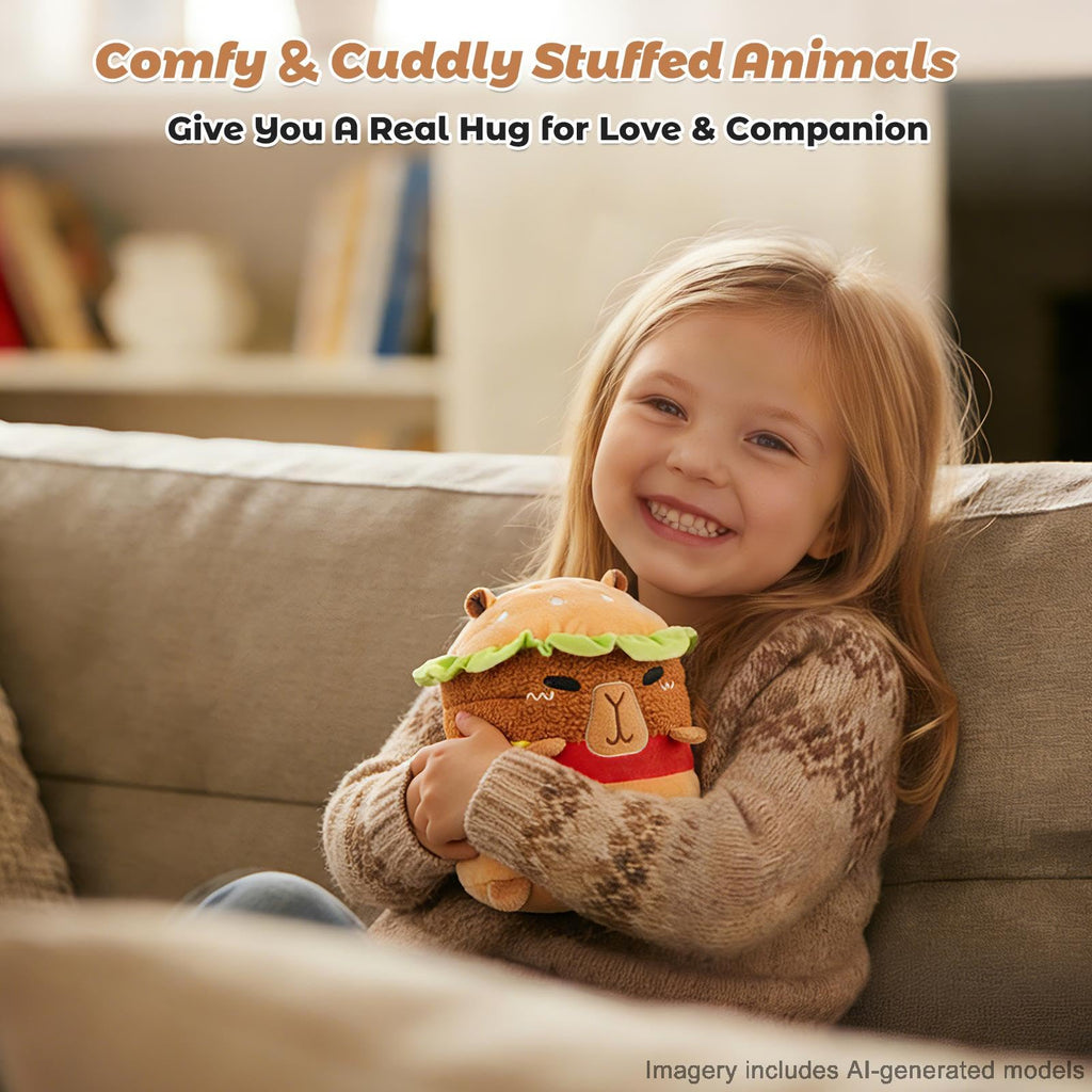 Microwavable Hamburger Capybara Stuffed Animal – Heat & Cool Therapy Plush with Lavender Scent