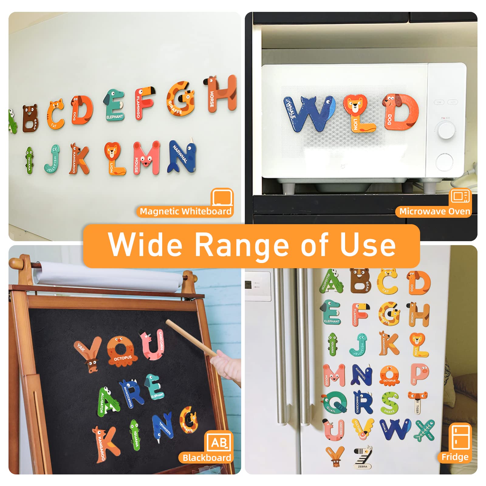 Mideer 26-Piece Large Magnetic Letters for Toddlers 1-3 – Cute Animal Alphabet Magnets for Fridge, Uppercase ABC Learning Toys for Preschool Kids 3-5