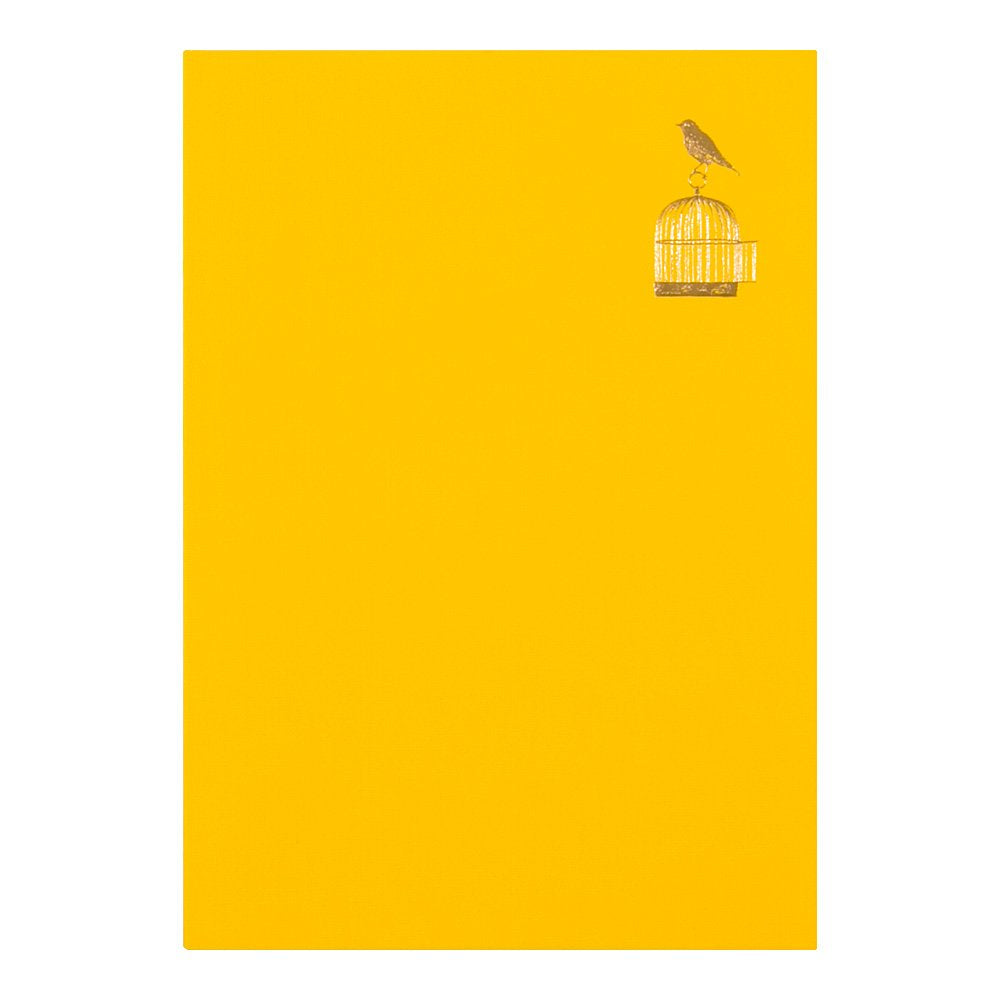 Midori Happiness A Diary – Yellow Lucky Bird Design, 116 Pages, Gold Foil Stamped