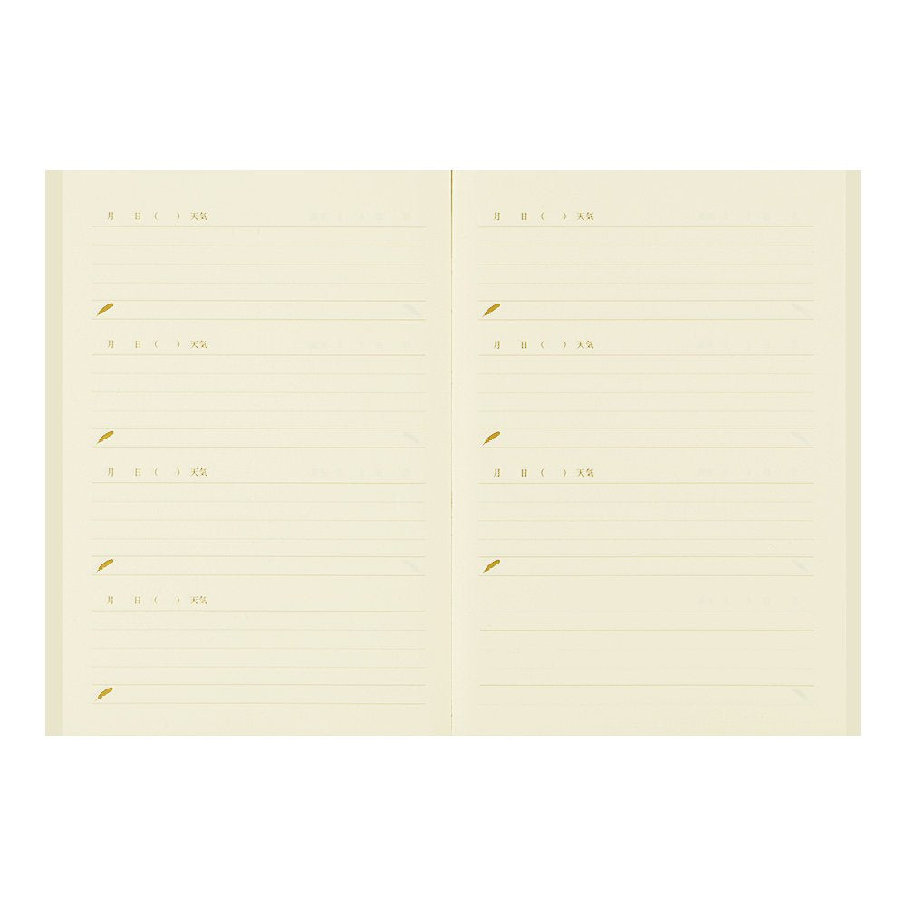 Midori Happiness A Diary – Yellow Lucky Bird Design, 116 Pages, Gold Foil Stamped