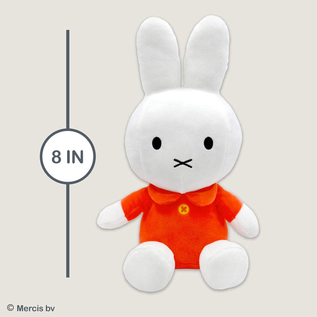 Miffy 8-Inch Sitting Plush Toy by Kids Preferred - Soft Boa Bunny in Iconic Orange Dress
