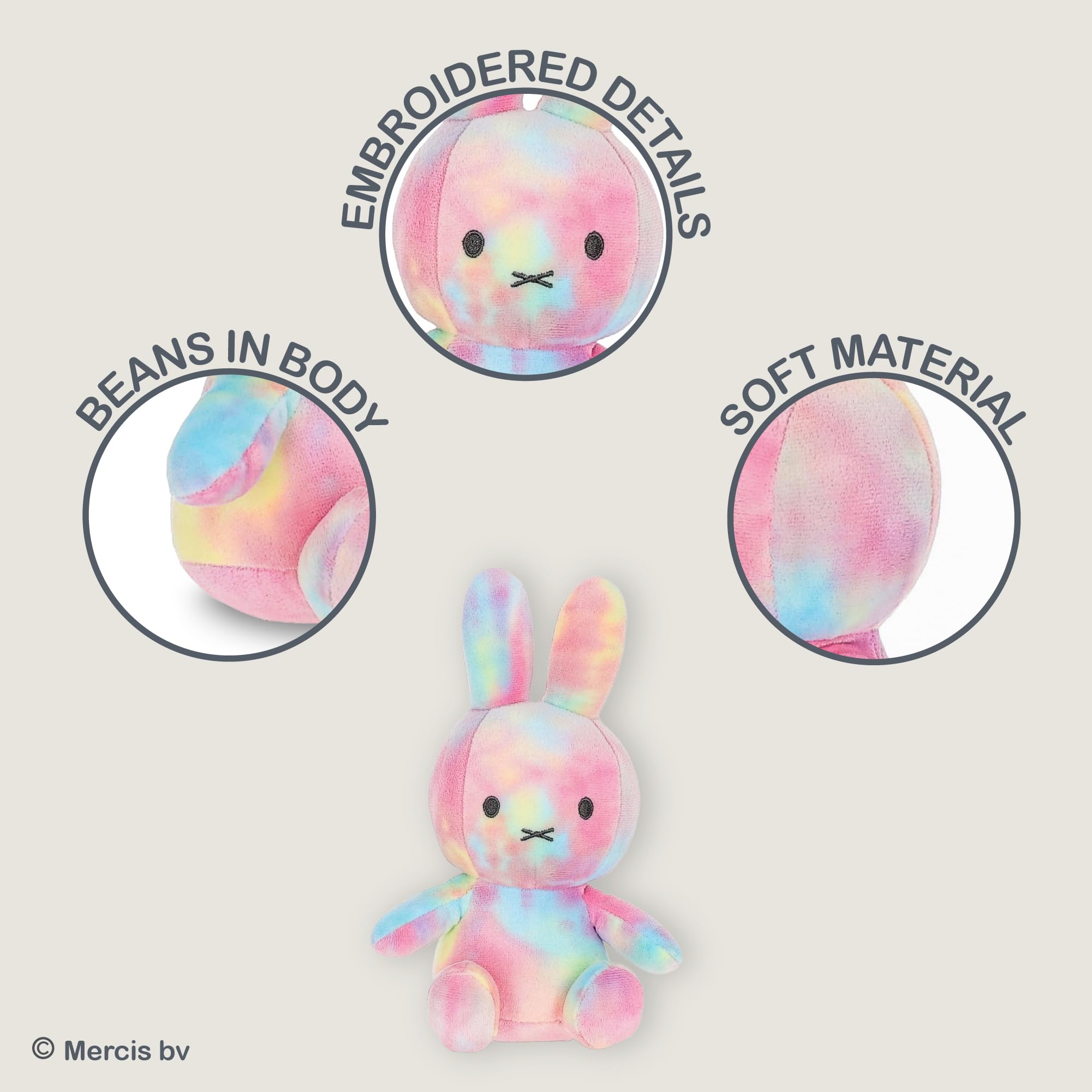 Miffy Tie Dye Plush 8 Inch: Ultra Soft Bunny Stuffed Animal with Embroidered Face