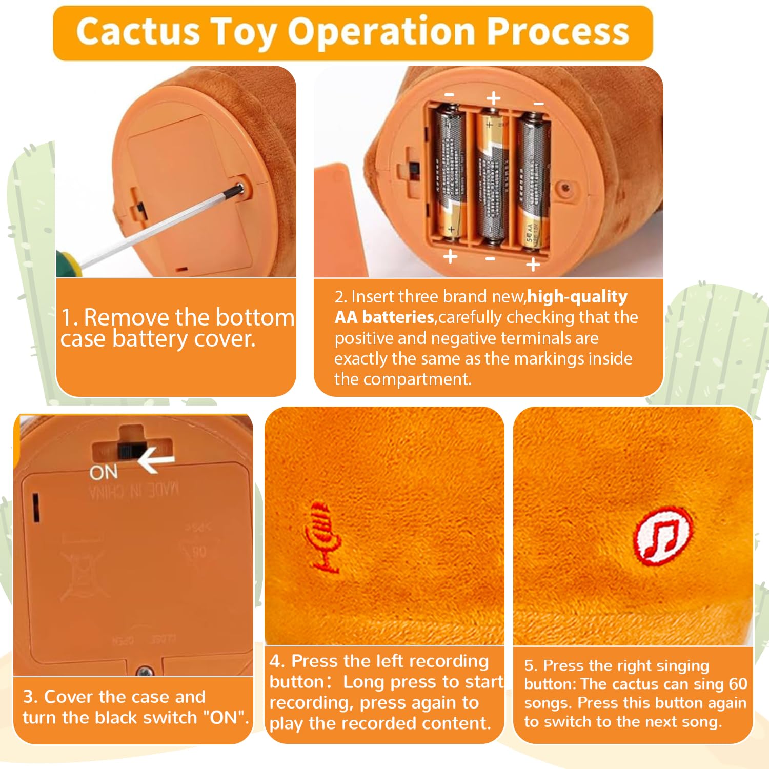MILEGI Dancing Talking Cactus Toy - Interactive Plush with Recording, Mimicking, LED Lights for Babies and Toddlers