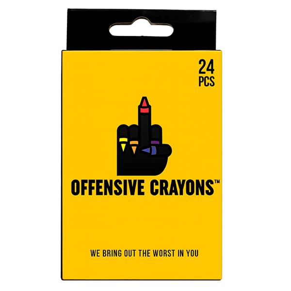 MilkToast Brands Offensive Crayons Original Edition – 24 Adult Crayons with Sarcastic Sayings, Dark Humor Gag Gift