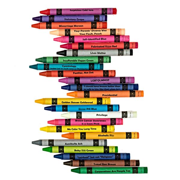 MilkToast Brands Offensive Crayons Original Edition – 24 Adult Crayons with Sarcastic Sayings, Dark Humor Gag Gift