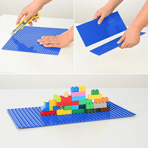 MIMAX Peel-and-Stick Baseplates 4-Pack – Self-Adhesive 10x10 Building Brick Plates, Blue, Compatible with Major Brands