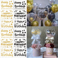 Mimeile 12-Piece Gold & Black Happy Birthday Balloon Stickers – Self-Adhesive PVC Decals for 18-36 Inch Balloons, Walls, and Gift Boxes
