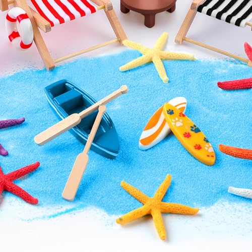 Minatee 25-Piece Beach Miniature Dollhouse Decoration Set – Palm Trees, Umbrellas, Chairs, and More for DIY Gardens and Sandboxes (Red/Black)