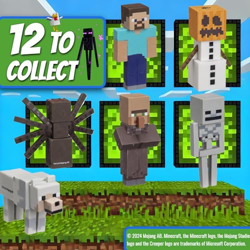 Mine Craft 3D Eraser Collector Set - 6-Pack with 12 Iconic Characters (Steve, Creeper, Alex) Officially Licensed