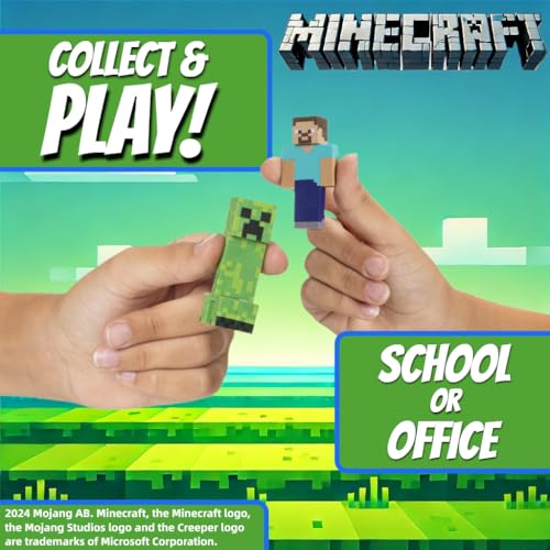 Mine Craft 3D Eraser Collector Set - 6-Pack with 12 Iconic Characters (Steve, Creeper, Alex) Officially Licensed