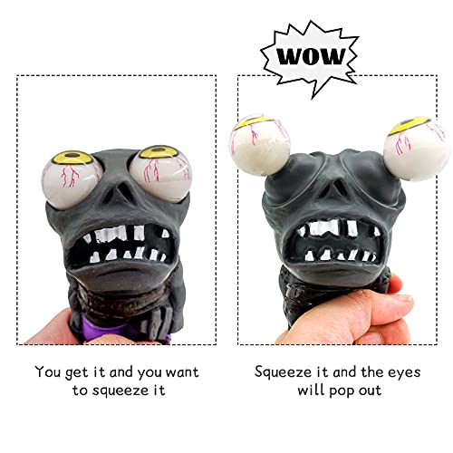 Ming You Black Zombie Squeeze Toy – Stress Relief Anxiety Toy with Popping Eyes, 4.8 Inches, Gift for Kids and Adults