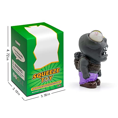 Ming You Black Zombie Squeeze Toy – Stress Relief Anxiety Toy with Popping Eyes, 4.8 Inches, Gift for Kids and Adults