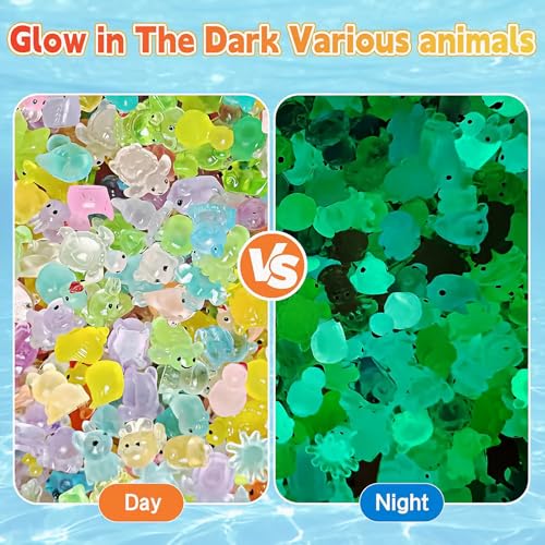 Mini Glow in the Dark Resin Animal Blind Bag – 50-Pack Mystery Figures for DIY Fairy Garden Decor